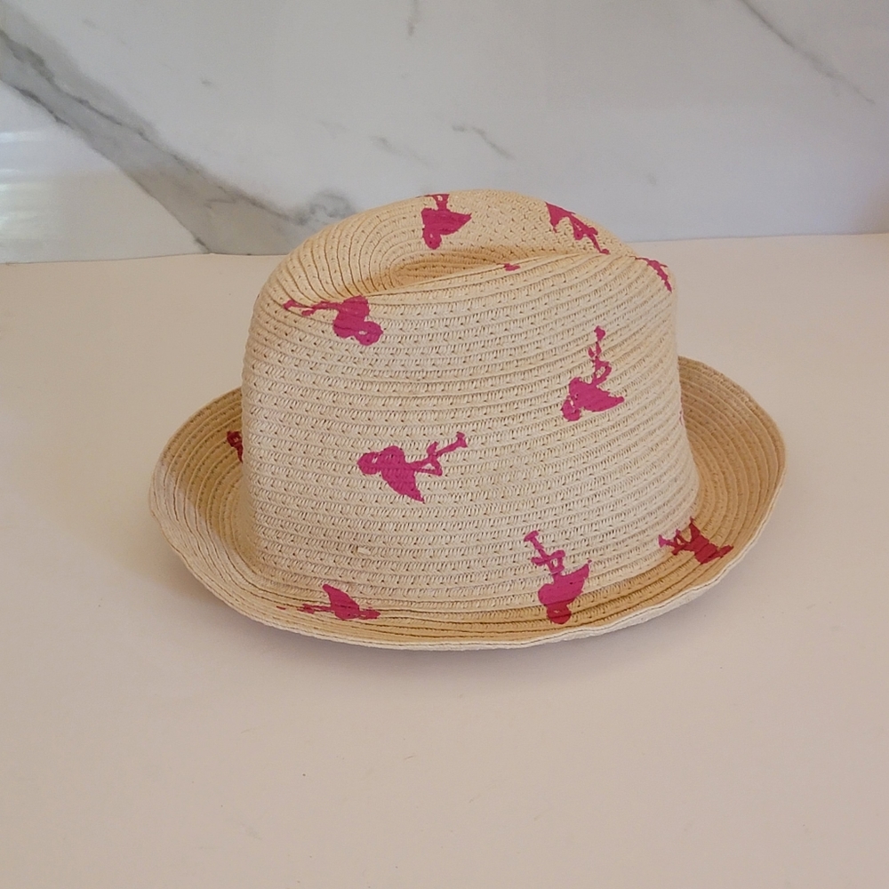 APPAMAN Straw hat with Flamingo screen printed throughout 6 mo/12 mo/18 months
